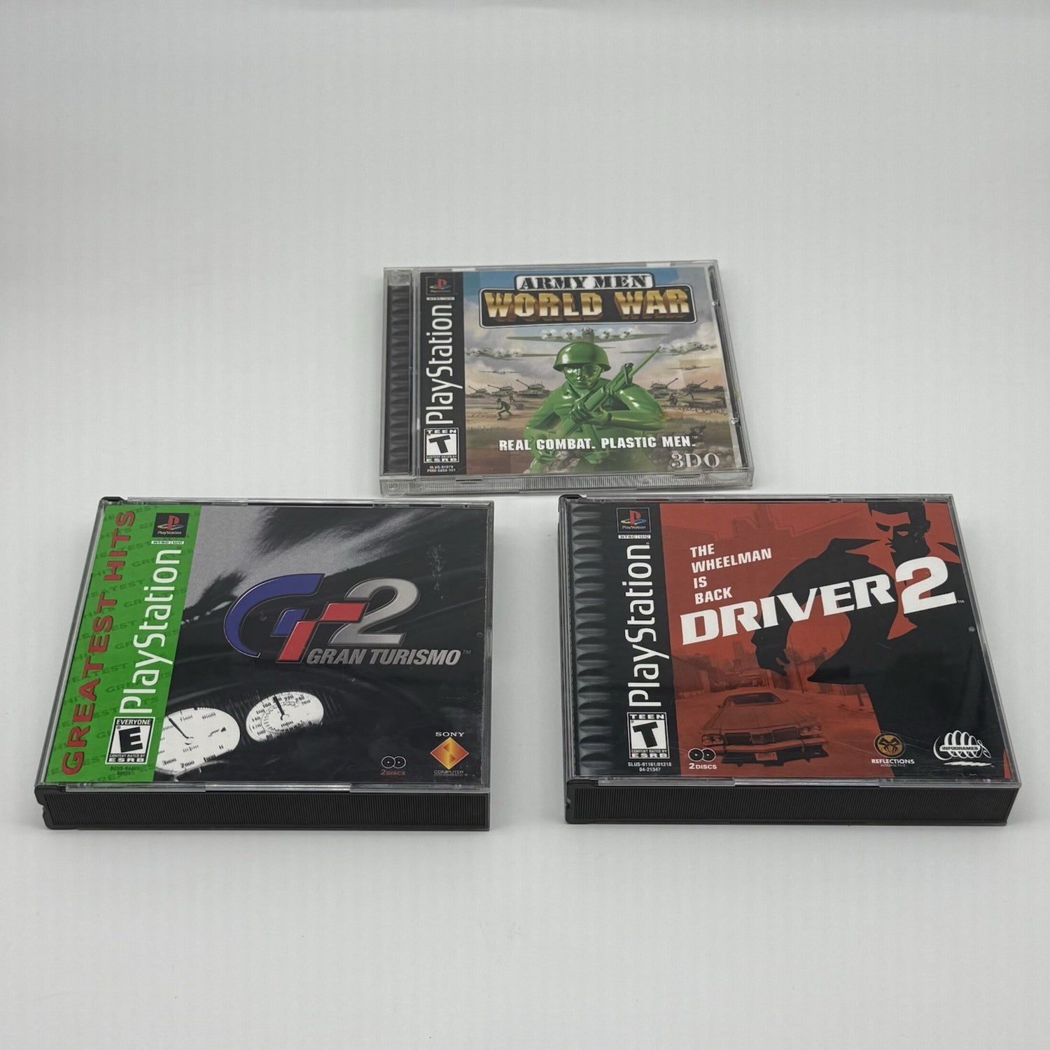 Sony Playstation PS1 Game Lot Of 3: Army Men, Gran Turismo, Driver 2 - Tested0