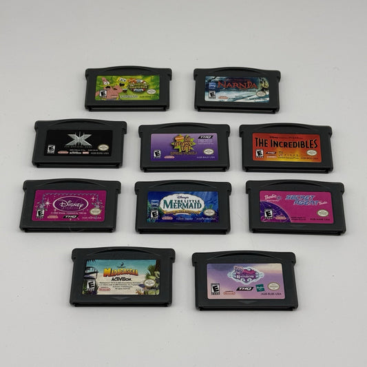 Nintendo Lot Of 10 GBA Games Bundle: SpongeBob Incredibles X-Men Disney 2000s0