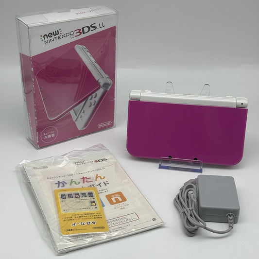 “new” Nintendo 3DS XL/LL Pink White Console Bottom IPS Region Free CIB w/Box USA0