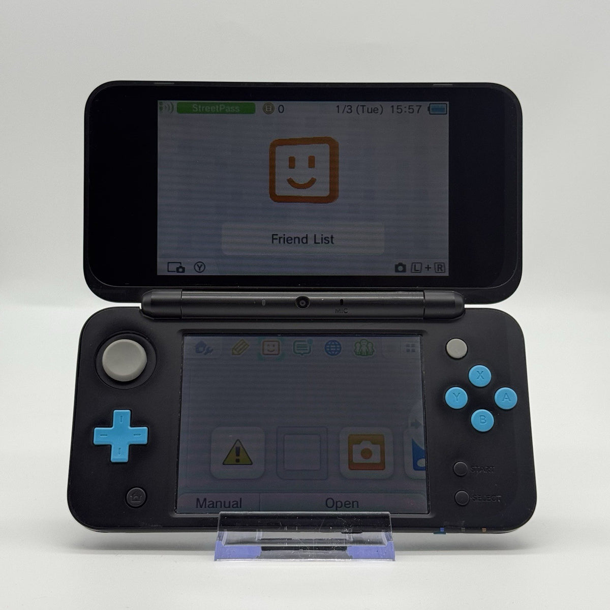 “new” Nintendo 2DS XL Console Black Turquoise w/Charger - Tested Working2
