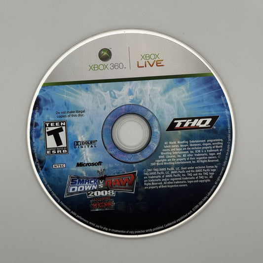 WWE SmackDown vs. Raw 2008 Featuring ECW - Xbox 360 Disc Only Untested0