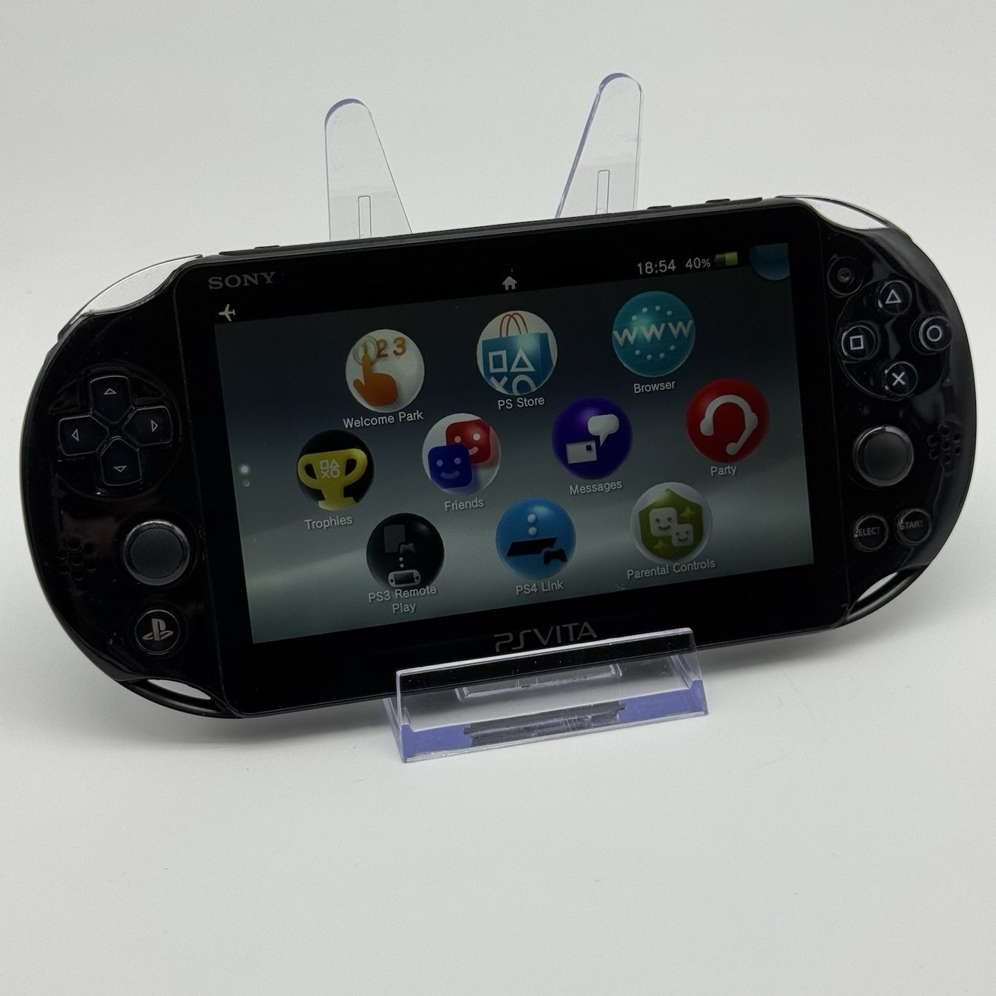 Sony PS Vita PCH-2000 Black Console, Charger, Crystal Case -Tested New Joysticks0