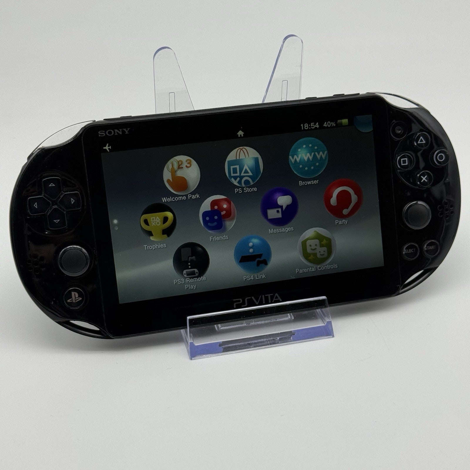Sony PS Vita PCH-2000 Black Console, Charger, Crystal Case -Tested New Joysticks0