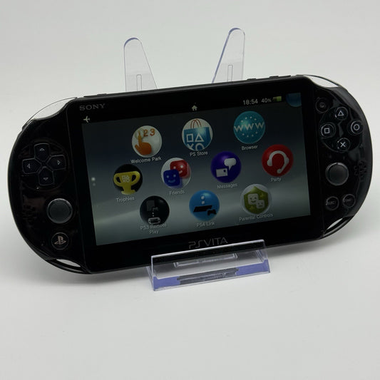 Sony PS Vita PCH-2000 Black Console, Charger, Crystal Case -Tested New Joysticks0