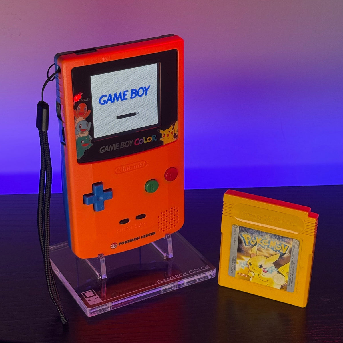 Custom Poké Center 3rd Anniversary Orange Game Boy Color GBC IPS Console