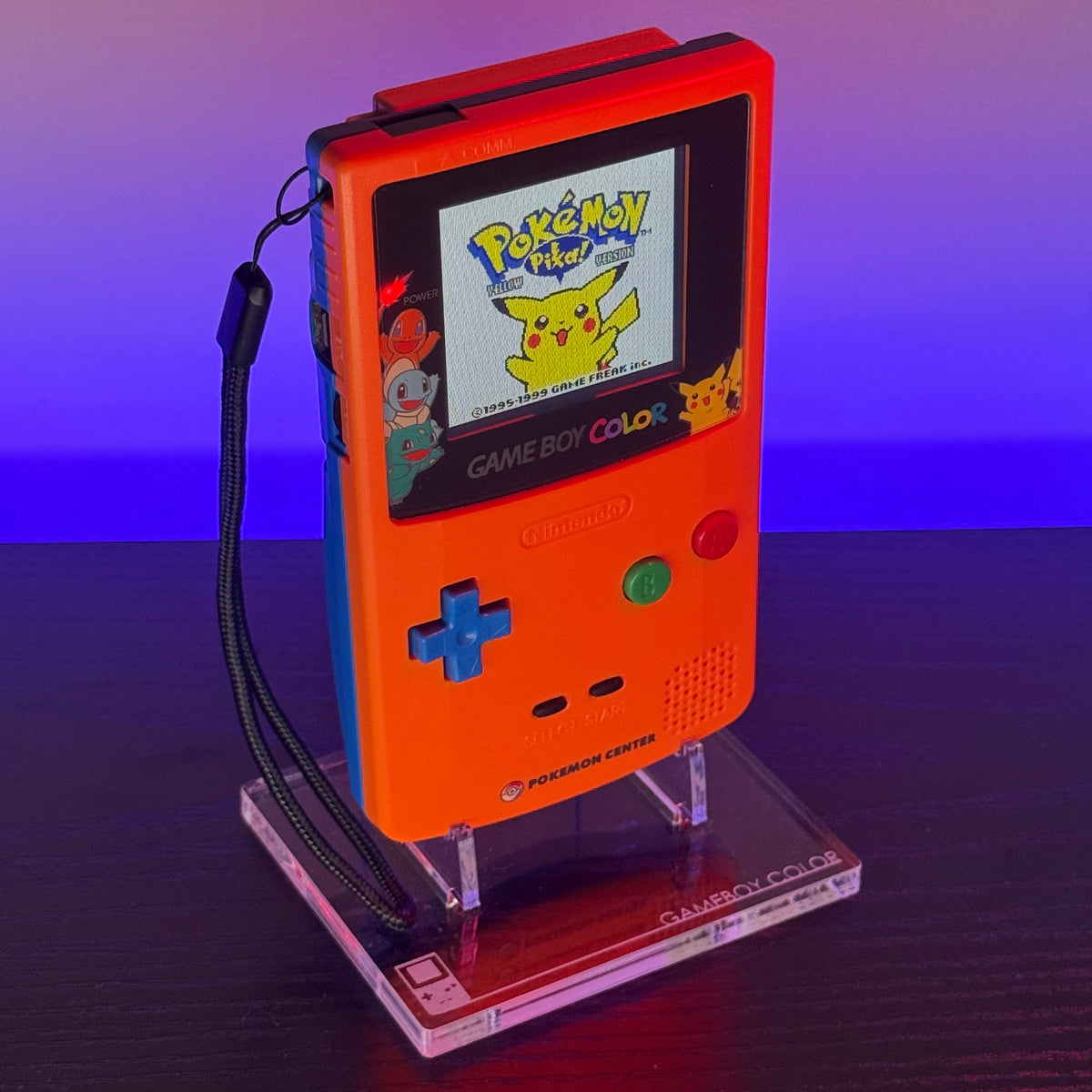 Custom Poké Center 3rd Anniversary Orange Game Boy Color GBC IPS Console